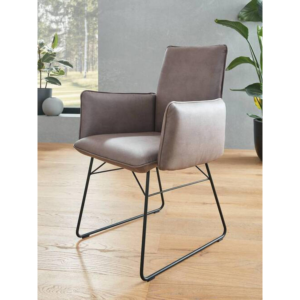 Thumbnail - Dieter Knoll Stuhl, Braun, Schwarz, Metall, Textil, Kufe, 46x91x60 cm, Emas, Dgm, Goldenes M, Lederauswahl, Stoffauswahl...