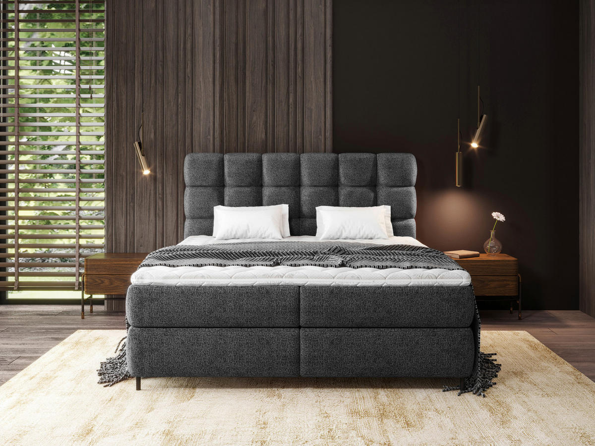 BOXSPRINGBETT 180/200 cm  in Schwarz  - Schwarz, Trend, Textil/Metall (180/200cm) - Esposa
