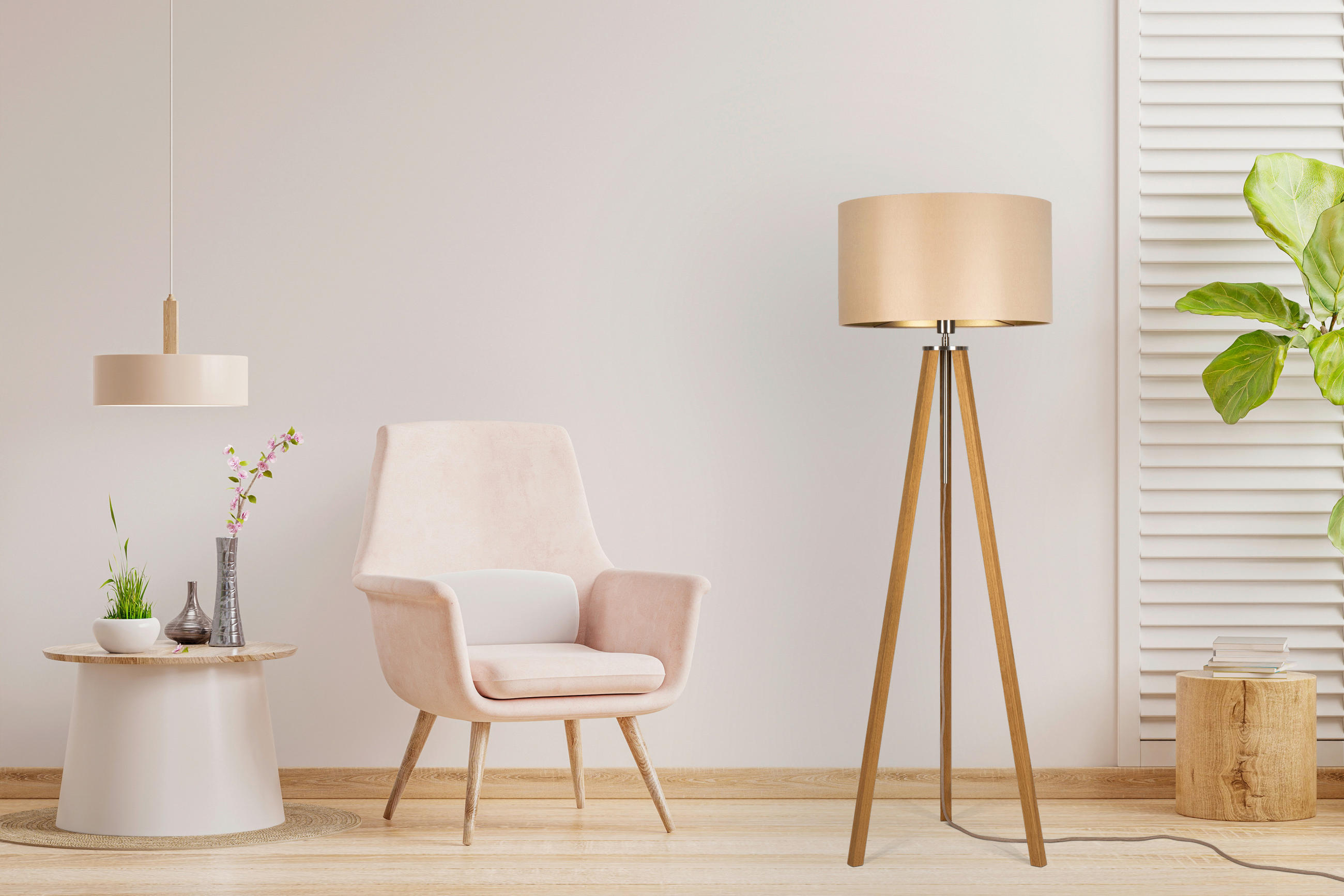 STEHLEUCHTE  50/150/50 cm   - Eichefarben/Beige, MODERN, Naturmaterialien/Holz (50/150/50cm)