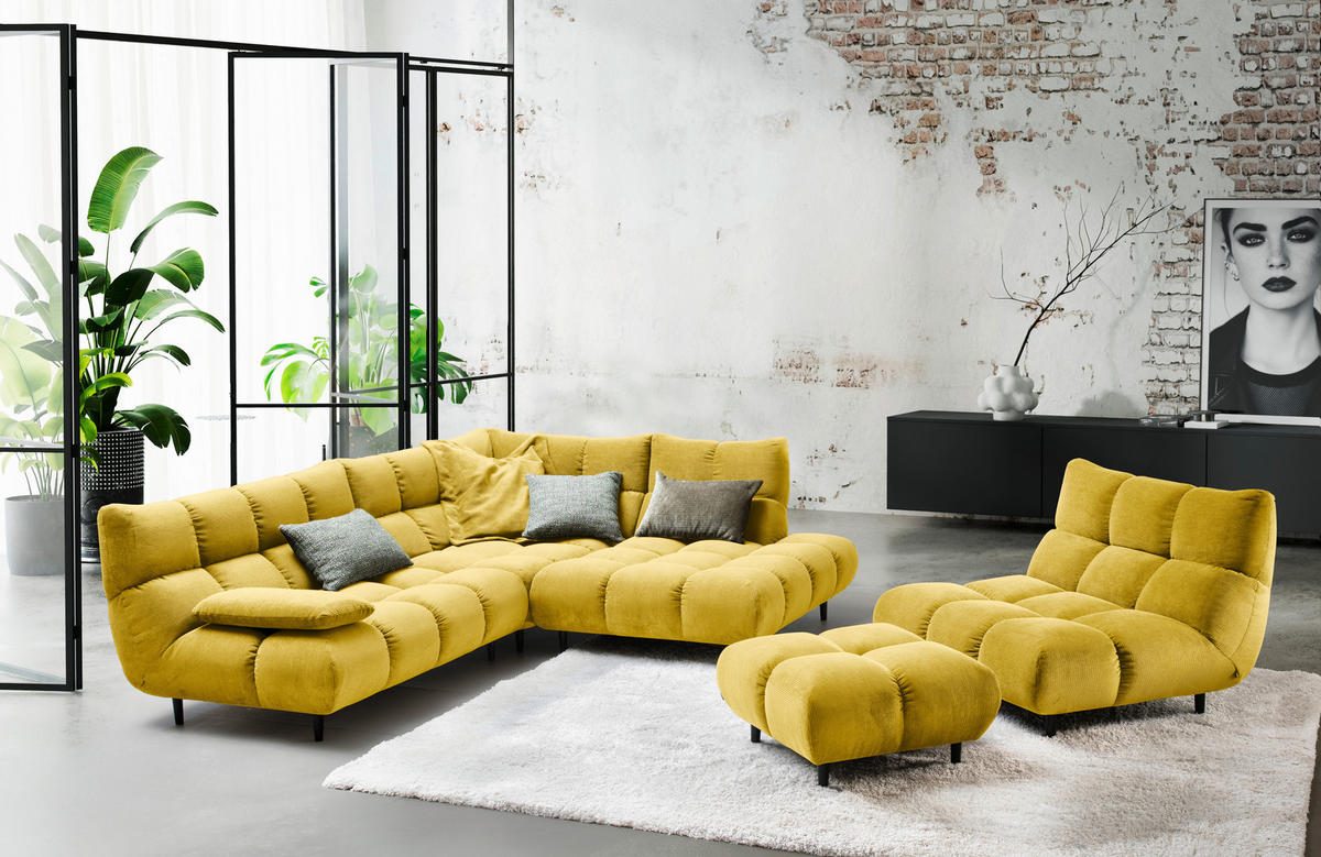 SESSEL in Feincord Goldfarben  - Goldfarben/Schwarz, Design, Holz/Textil (112/85/108cm) - Pure Home Lifestyle