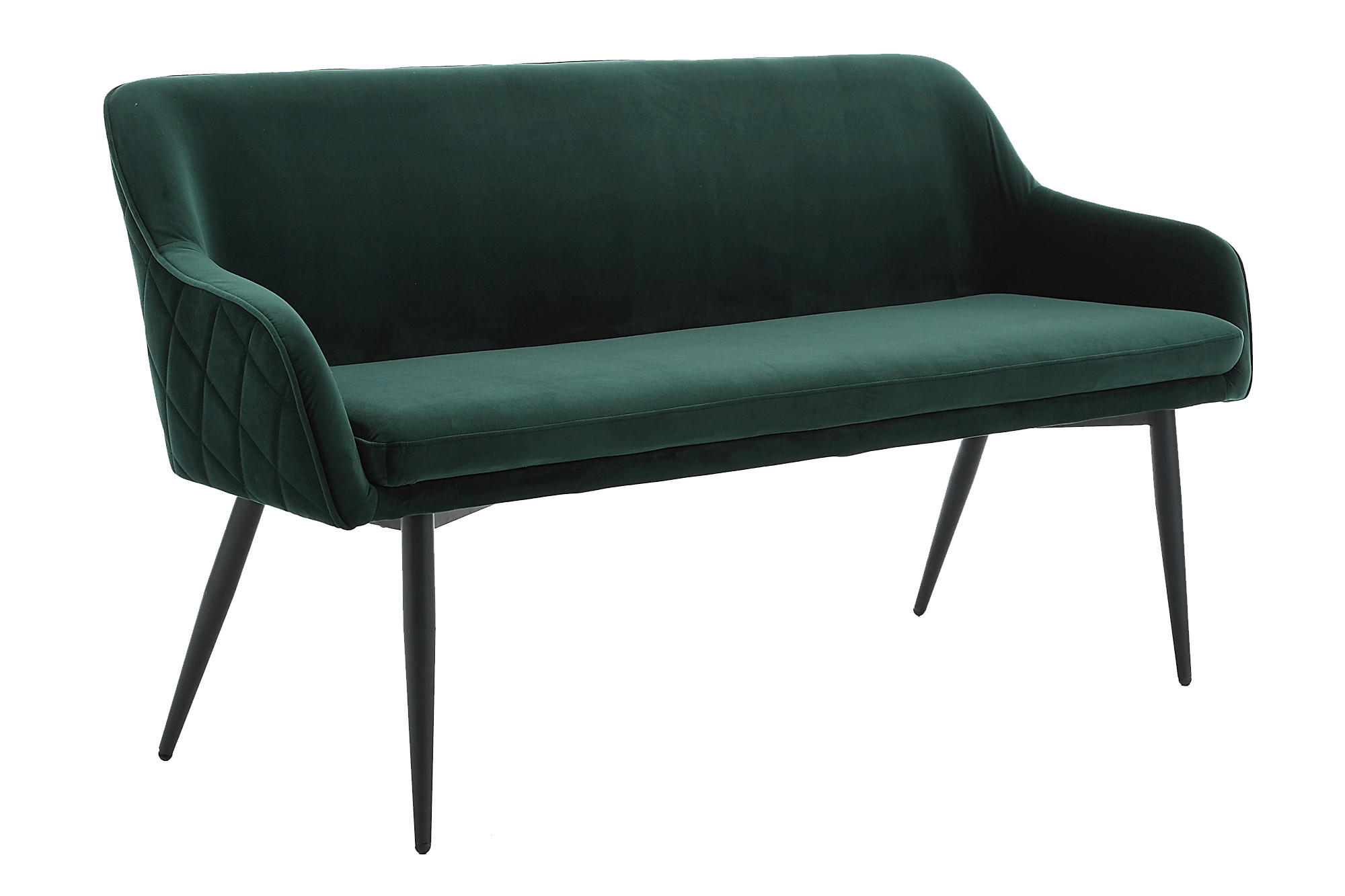 SITZBANK 160/85/61 cm Samt Waldgrün Metall  - Waldgrün/Schwarz, MODERN, Textil/Metall (160/85/61cm) - Livetastic