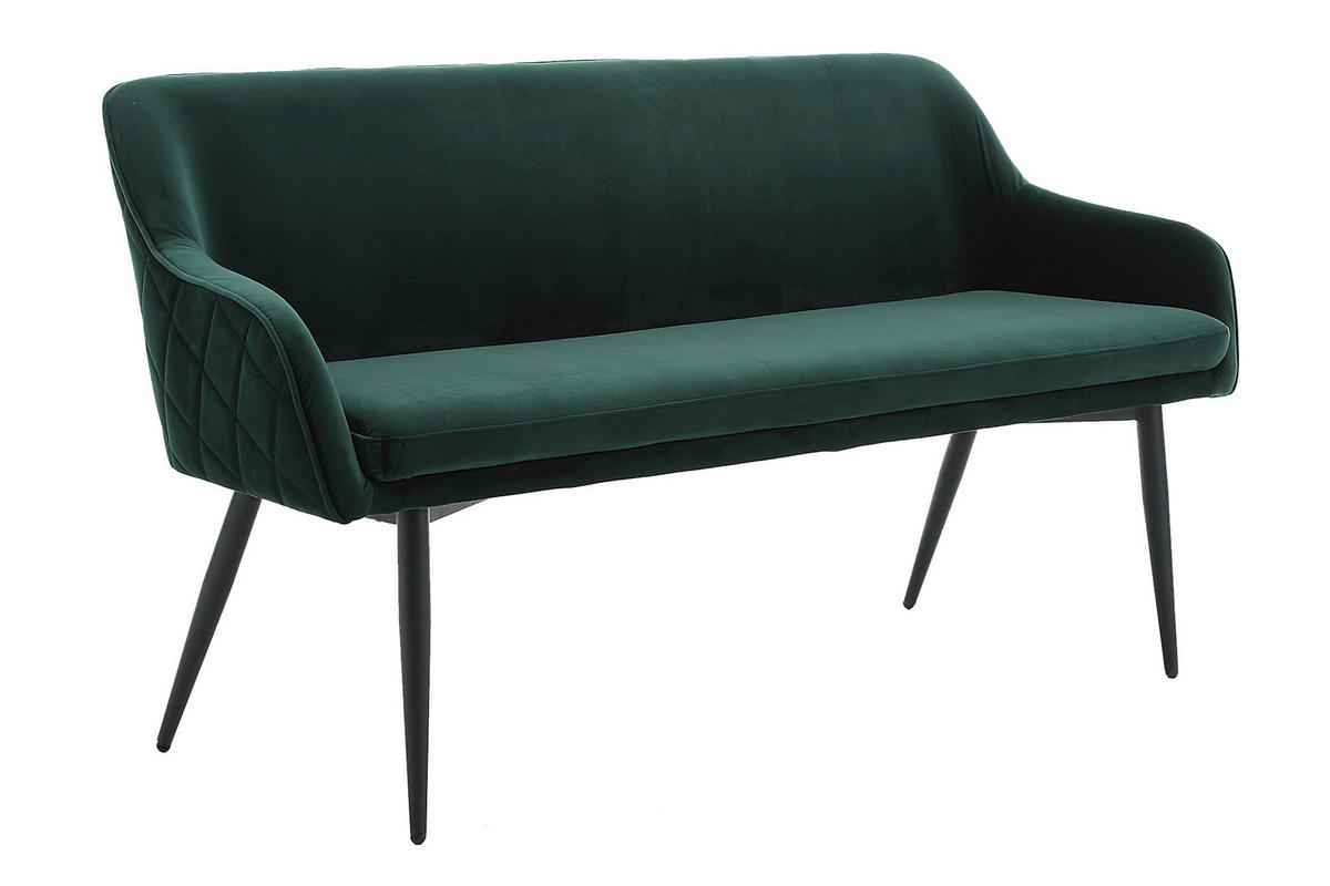 SITZBANK 160/85/61 cm Samt Waldgrün Metall  - Waldgrün/Schwarz, MODERN, Textil/Metall (160/85/61cm) - Livetastic