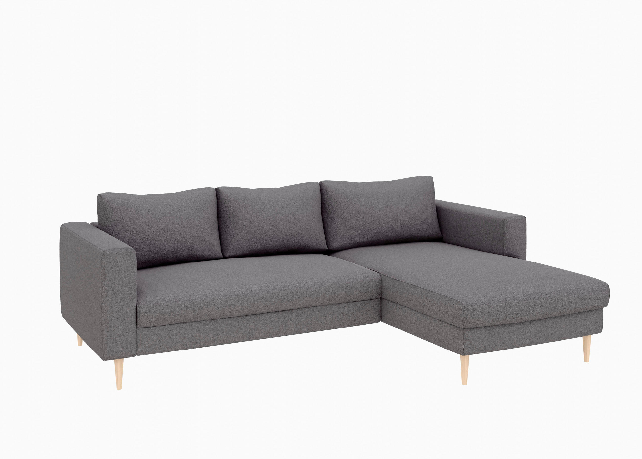 ECKSCHLAFSOFA  mit Rücken echt, Armteil links, Armteil rechts Struktur Anthrazit  - Anthrazit/Buchefarben, MODERN, Holz/Textil (232/161cm) - Trendmanufaktur