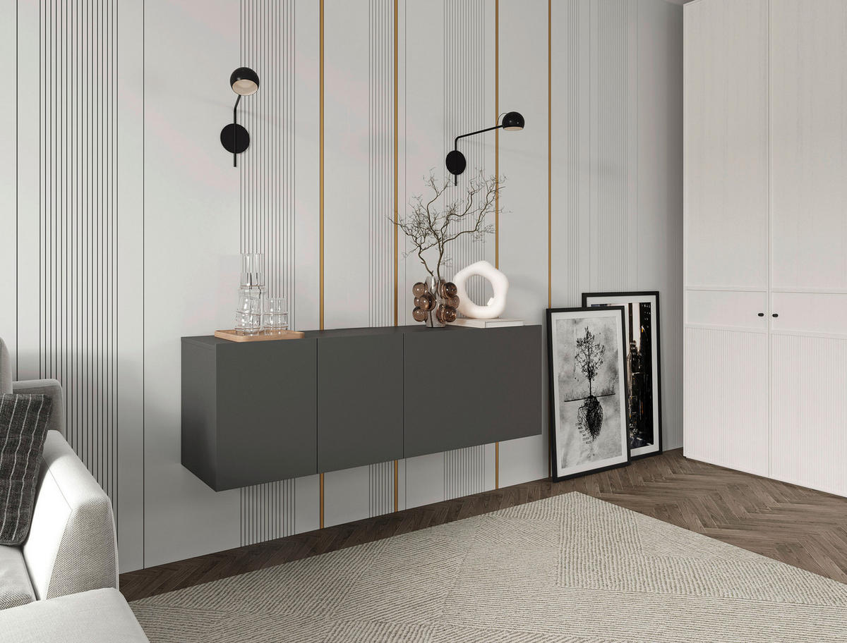 LOWBOARD  in 150/50/42 cm  - Anthrazit, Design, Holzwerkstoff (150/50/42cm) - Hom`in