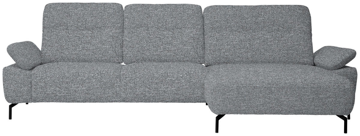 ECKSOFA  in Chenille, Flachgewebe Blaugrau  318/165 cm  - Blaugrau/Schwarz, Design, Textil/Metall (318/165cm) - Xora