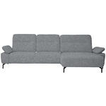 ECKSOFA in Chenille, Flachgewebe Blaugrau  318/165 cm  - Blaugrau/Schwarz, Design, Textil/Metall (318/165cm) - Xora
