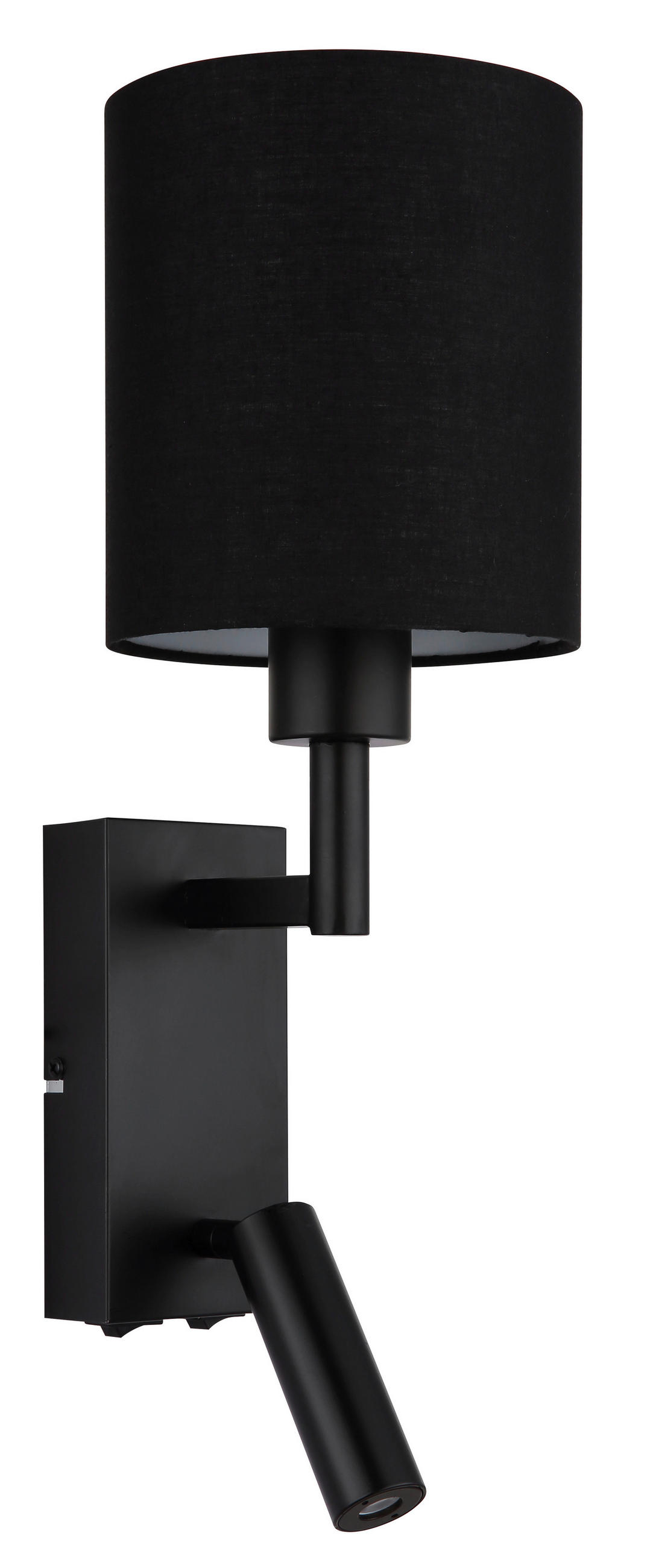 LED-WANDLEUCHTE 15/45,5 cm   - Schwarz, KONVENTIONELL, Textil/Metall (15/45,5cm) - Globo