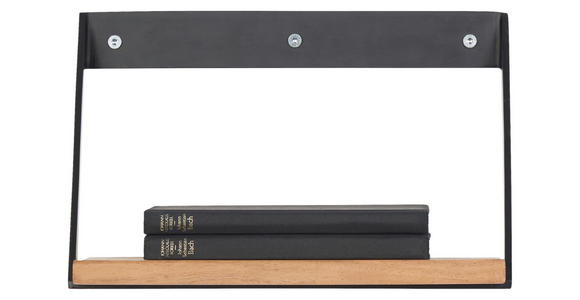 WANDREGAL Akazie vollmassiv Schwarz, Akaziefarben  - Schwarz/Akaziefarben, Trend, Holz/Metall (29/18/15cm) - Landscape