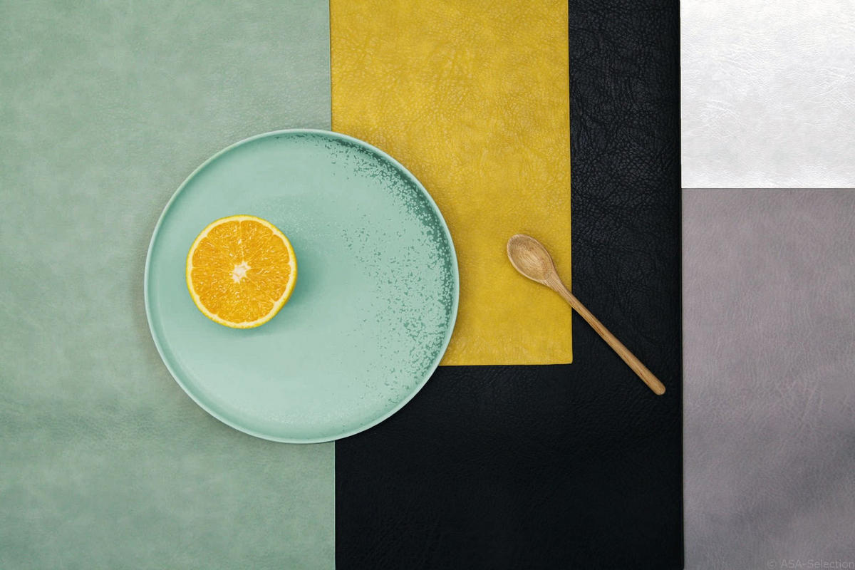 TISCHSET Vegan Leather Kunststoff Silberfarben, Hellgrau 46/33 cm  - Silberfarben/Hellgrau, Design, Kunststoff (46/33cm) - ASA