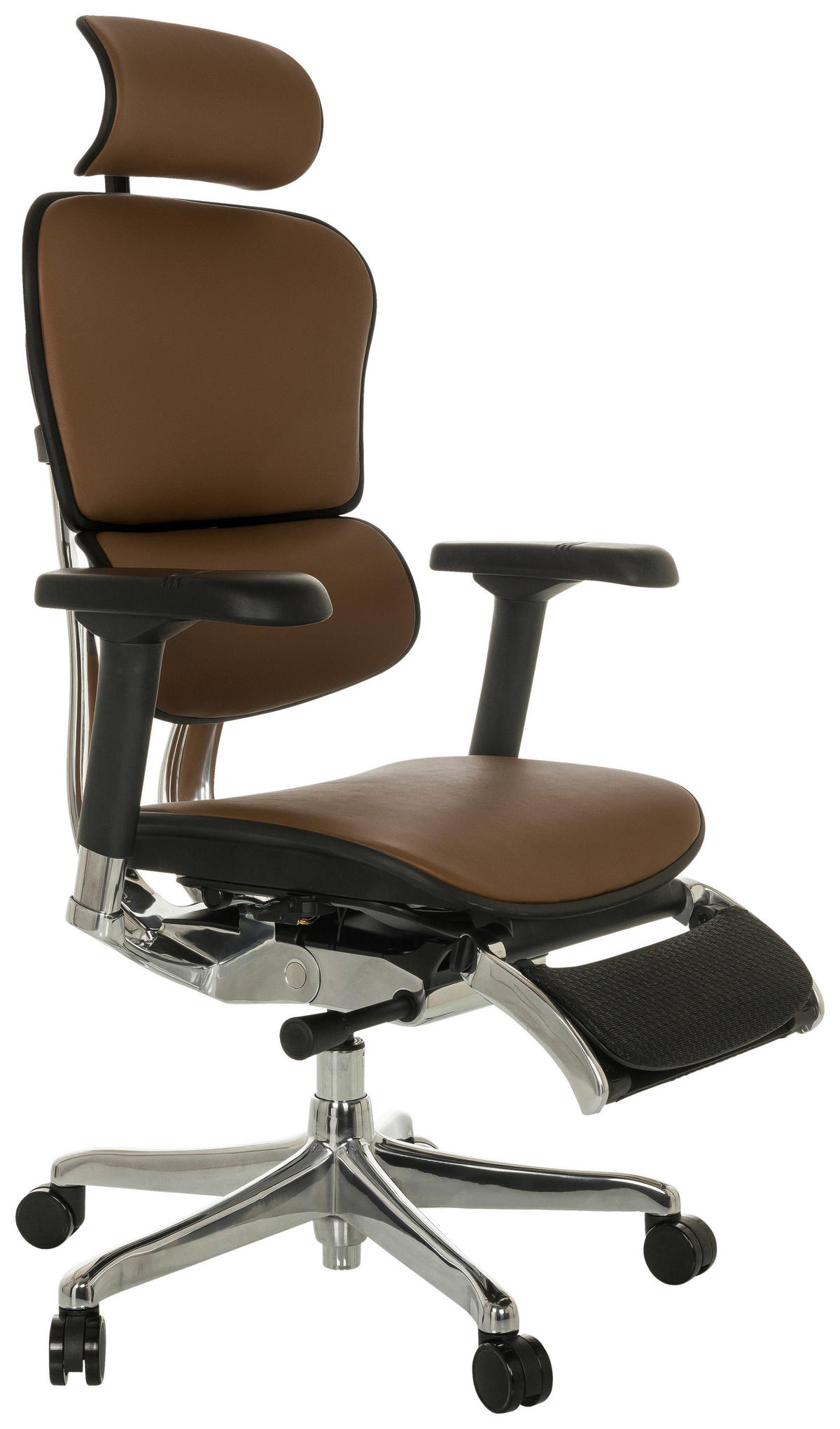 DREHSTUHL  in Braun  - Silberfarben/Schwarz, MODERN, Leder/Kunststoff (76/119 - 138/64cm) - MID.YOU