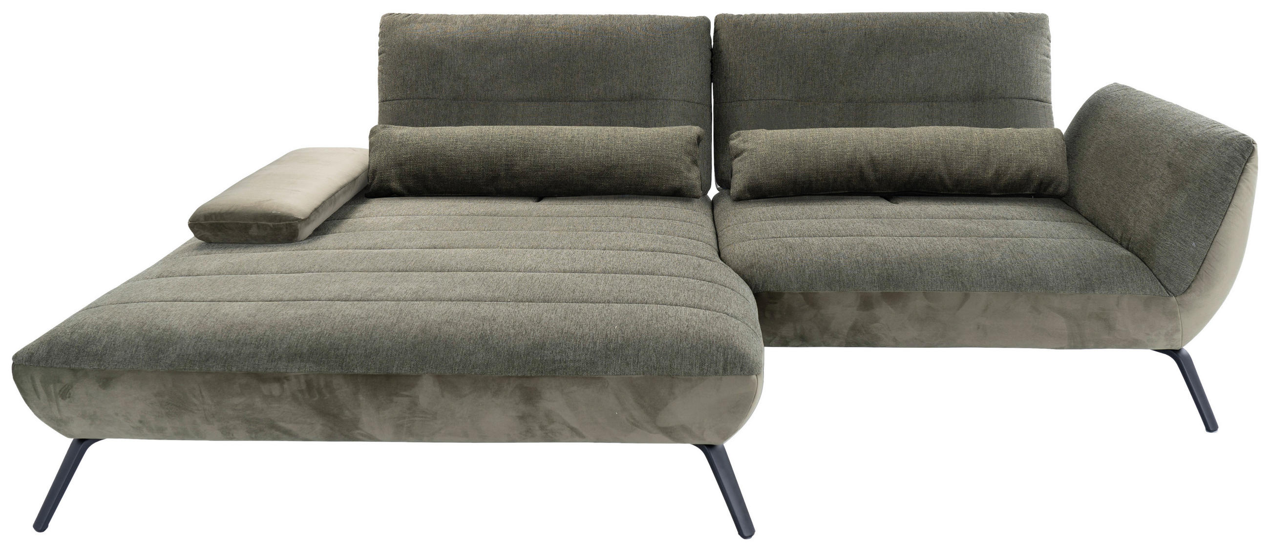 ECKSOFA Webstoff Olivgrün  - Schwarz/Olivgrün, Konventionell, Textil/Metall (191/273cm) - Carryhome