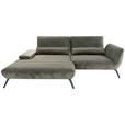 ECKSOFA Olivgrün Webstoff Sitztiefenverstellung, Rücken echt, Nierenkissen  - Schwarz/Olivgrün, KONVENTIONELL, Textil/Metall (191/273cm) - Carryhome
