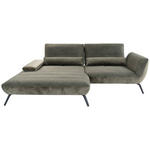 ECKSOFA Olivgrün Webstoff Nierenkissen, Rücken echt, Sitztiefenverstellung  - Schwarz/Olivgrün, KONVENTIONELL, Textil/Metall (191/273cm) - Carryhome