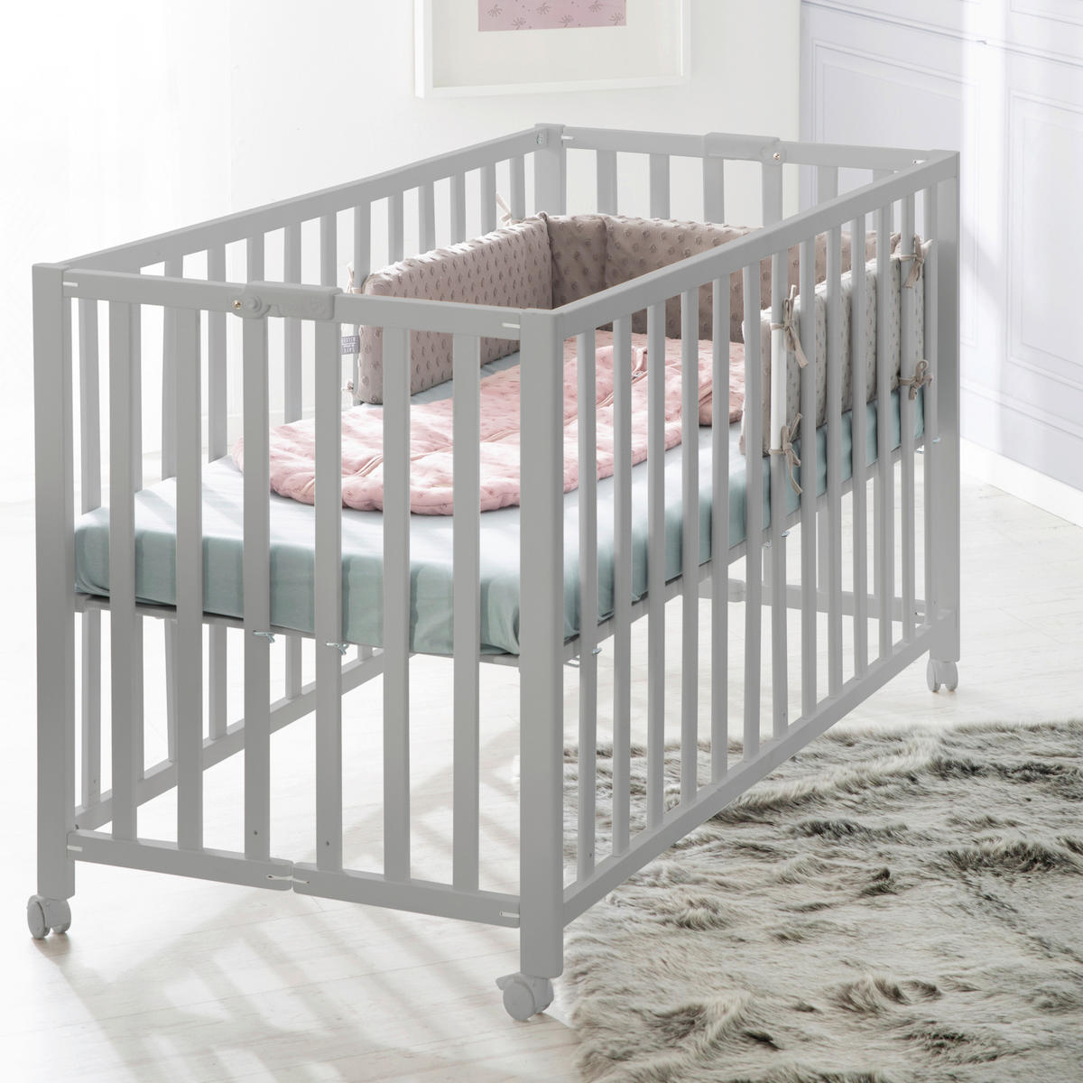 GITTERBETT Fold Up 123/64,5/77 cm  - Taupe, KONVENTIONELL, Holzwerkstoff (123/64,5/77cm) - Roba