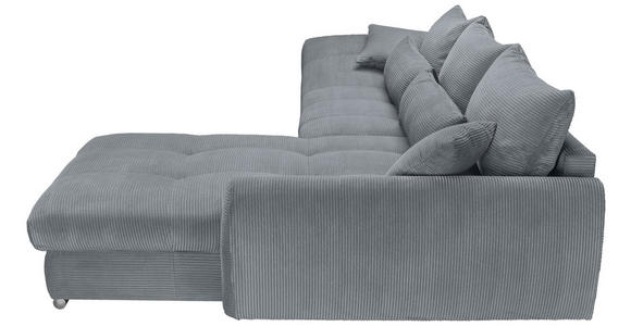 ECKSOFA Dunkelgrau Cord Zierkissen, Rückenkissen, Rücken echt  - Chromfarben/Dunkelgrau, KONVENTIONELL, Textil/Metall (335/225cm) - Carryhome