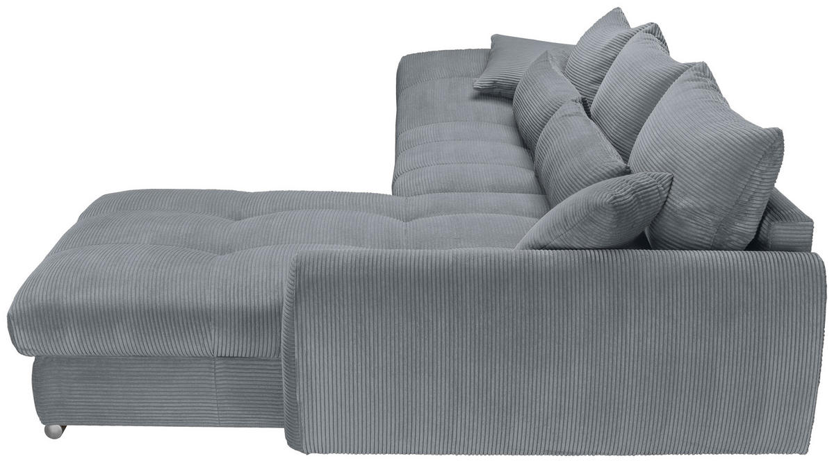 ECKSOFA Dunkelgrau Cord  - Chromfarben/Dunkelgrau, KONVENTIONELL, Textil/Metall (335/225cm) - Carryhome