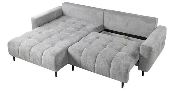 ECKSOFA Hellgrau Chenille - Hellgrau/Schwarz, KONVENTIONELL, Holz/Textil (180/266cm) - Carryhome