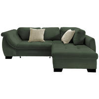 ECKSOFA Grün Cord Zierkissen, Schlaffunktion, Rücken echt, Liegefläche im Originalstoff  - Beige/Schwarz, Design, Holz/Textil (250/190cm) - MID.YOU