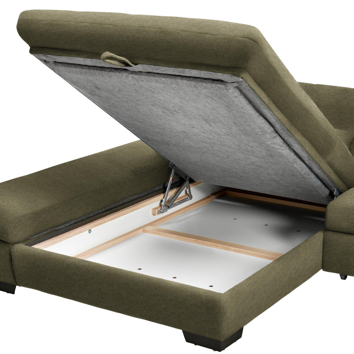 ECKSOFA  in Flachgewebe Grün  341/204 cm  - Schwarz/Grün, Design, Textil/Metall (341/204cm) - Xora