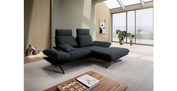 ECKSOFA  in Flachgewebe Anthrazit  234/155 cm  - Anthrazit/Schwarz, Design, Textil/Metall (234/155cm) - Dieter Knoll