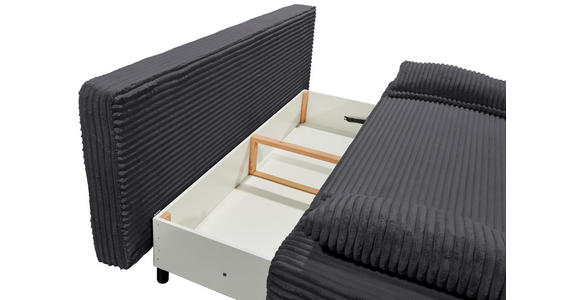 SCHLAFSOFA Cord Schwarz Rückenkissen, Armlehnenkissen, Bettkasten, Schlaffunktion, Rücken echt, Liegefläche im Originalstoff  - Schwarz, KONVENTIONELL, Kunststoff/Textil (211/96/105cm) - Carryhome