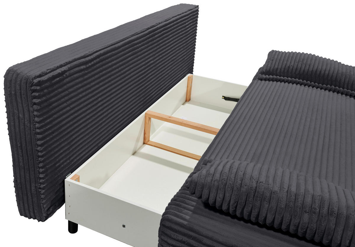 SCHLAFSOFA  mit Cord Schwarz  - Schwarz, KONVENTIONELL, Kunststoff/Textil (211/96/105cm) - Carryhome