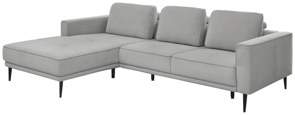 ECKSOFA Grau Flachgewebe  - Schwarz/Grau, KONVENTIONELL, Textil/Metall (193/279cm) - SetOne by Musterring
