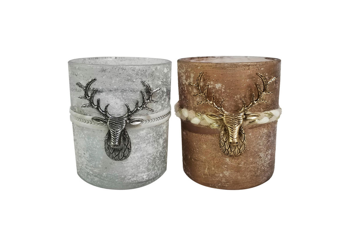 ČAŠA ZA LUČICE - bijela/srebrne boje, Lifestyle, staklo/metal (9/10cm) - X-Mas