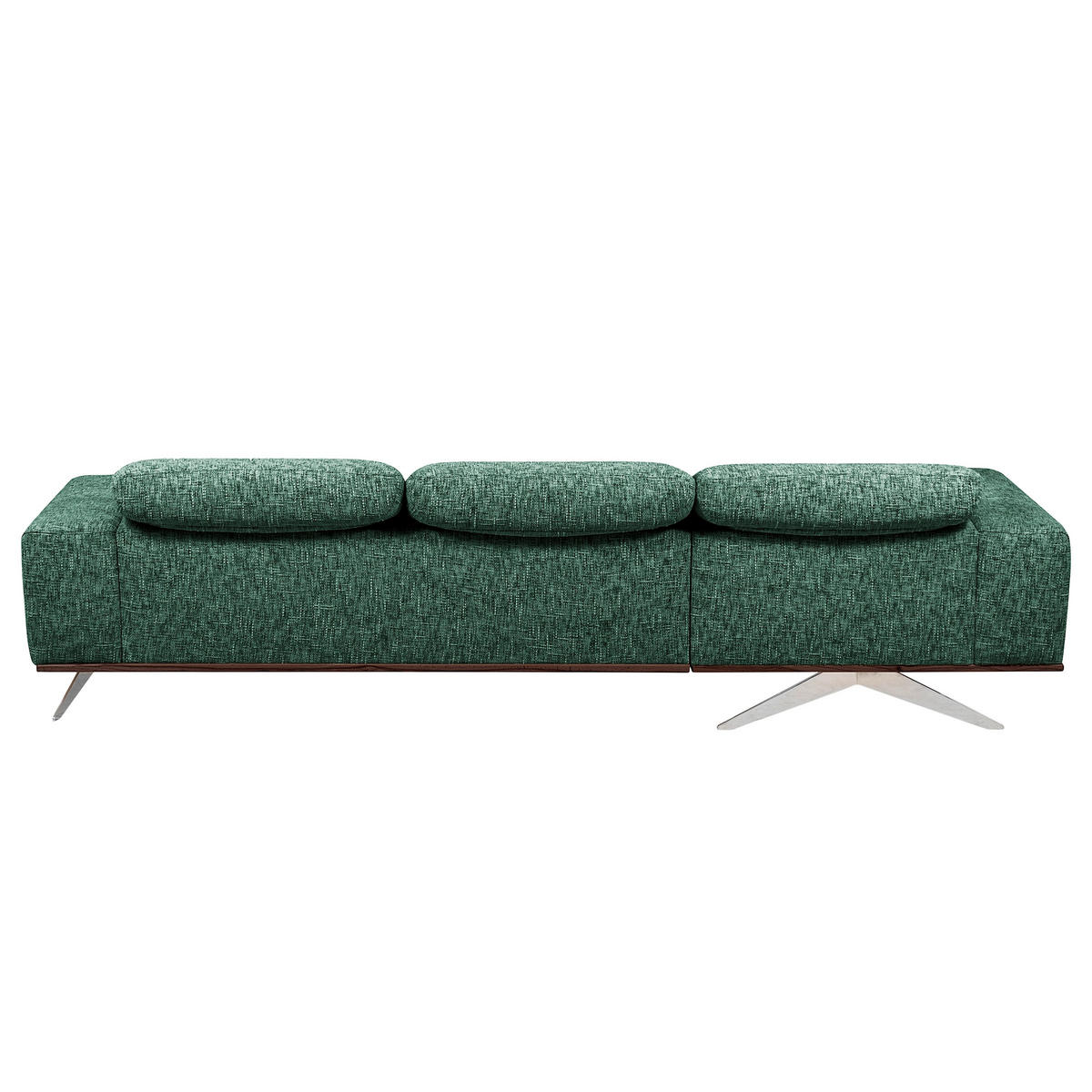 ECKSOFA Struktur Grün  - Chromfarben/Grün, Design, Holz/Textil (187/295cm) - Livetastic
