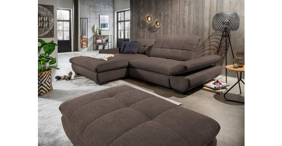 ECKSOFA in Mikrofaser Hellbraun  198/290 cm  - Hellbraun/Schwarz, Design, Textil/Metall (198/290cm) - Xora