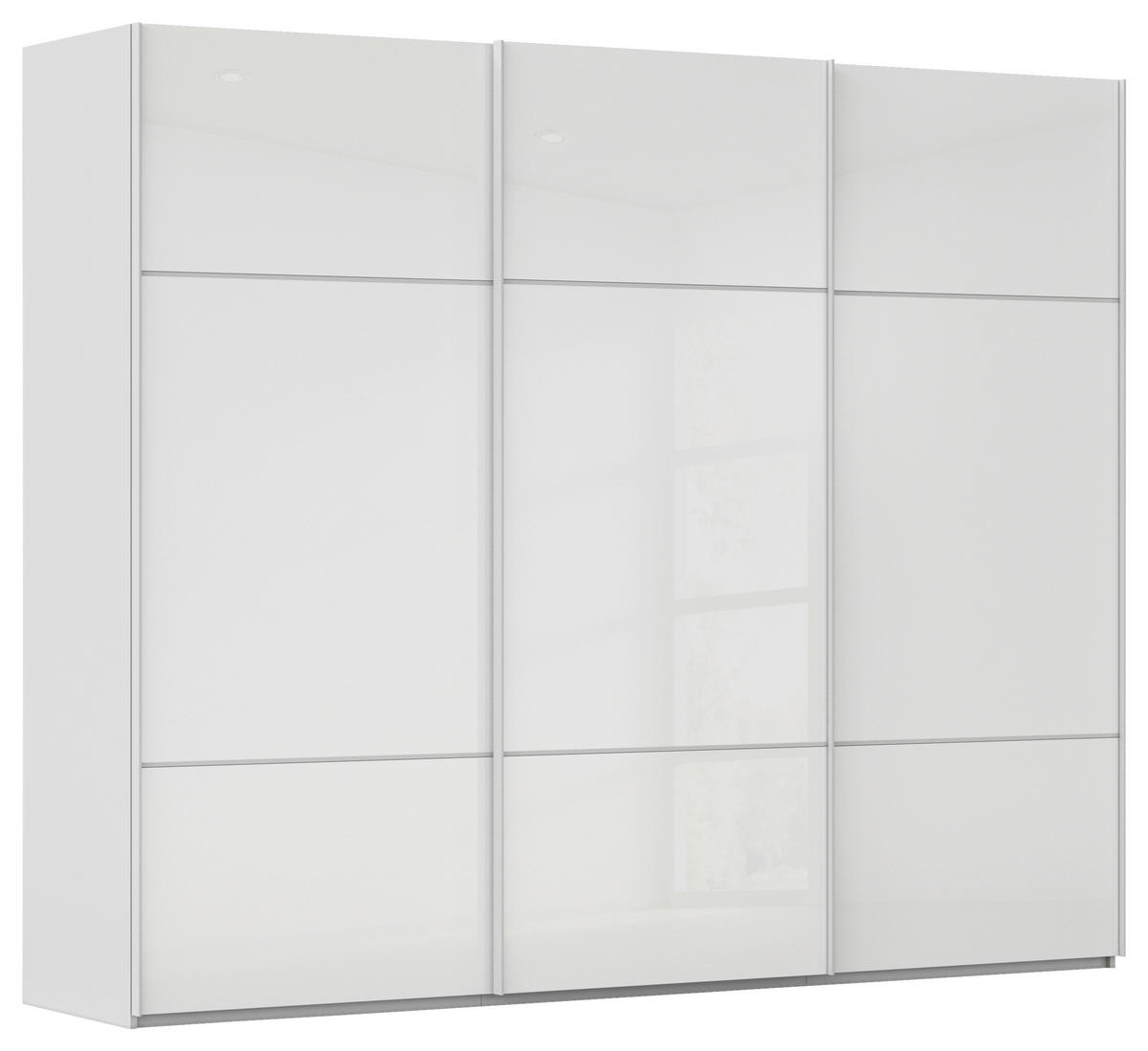 SCHWEBETÜRENSCHRANK 301/223/68 cm 3-türig Grau, Weiß  - Weiß/Grau, KONVENTIONELL, Glas/Holzwerkstoff (301/223/68cm) - Novel