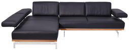 WOHNLANDSCHAFT Blau Echtleder  - Blau/Alufarben, Design, Leder/Metall (237/295cm) - Joop!