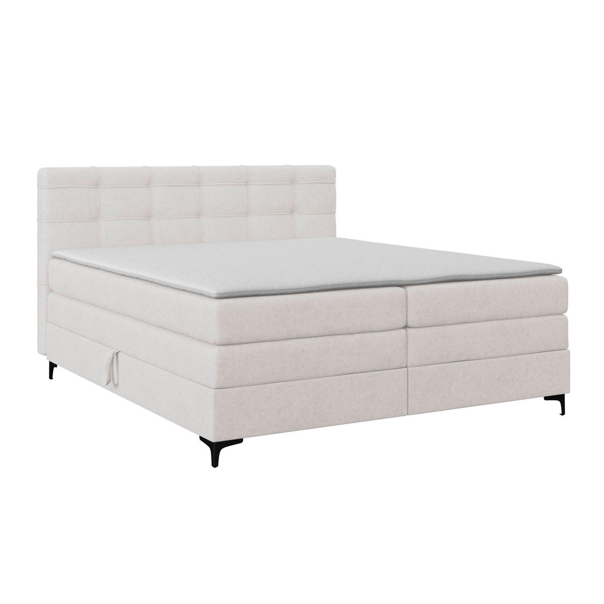 BOXSPRINGBETT 180/200 cm,  in Champagner, H3 = fest  - Champagner/Schwarz, KONVENTIONELL, Kunststoff/Textil (180/200cm)