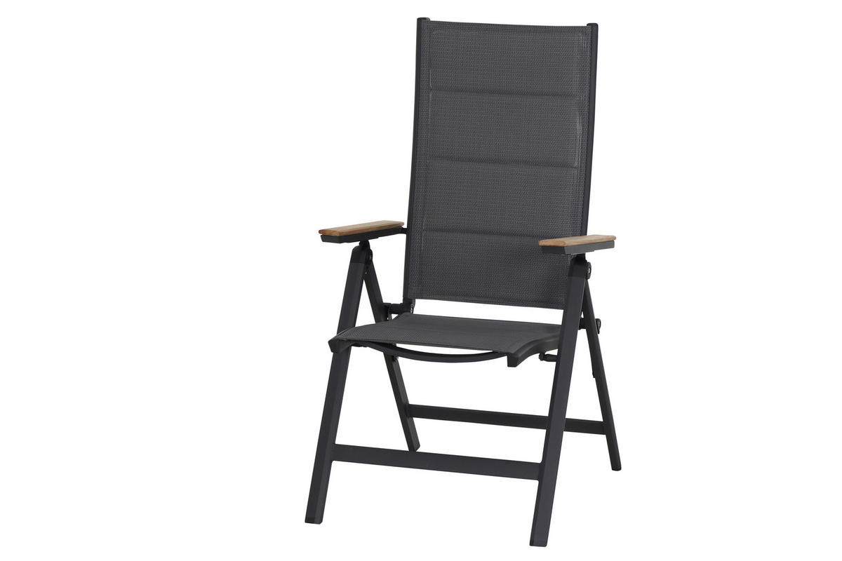 KLAPPSESSEL-SET in Holz, Metall, Kunststoff Anthrazit  - Anthrazit, Basics, Holz/Kunststoff (59/110/68cm) - Siena Garden