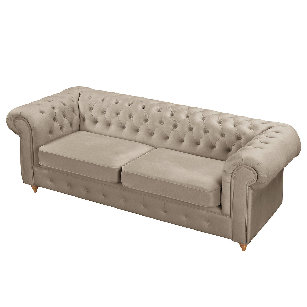 3-SITZER-SOFA Laura Mikrofaser Taupe  - Taupe/Braun, Design, Holz/Textil (218/75/91cm) - P & B