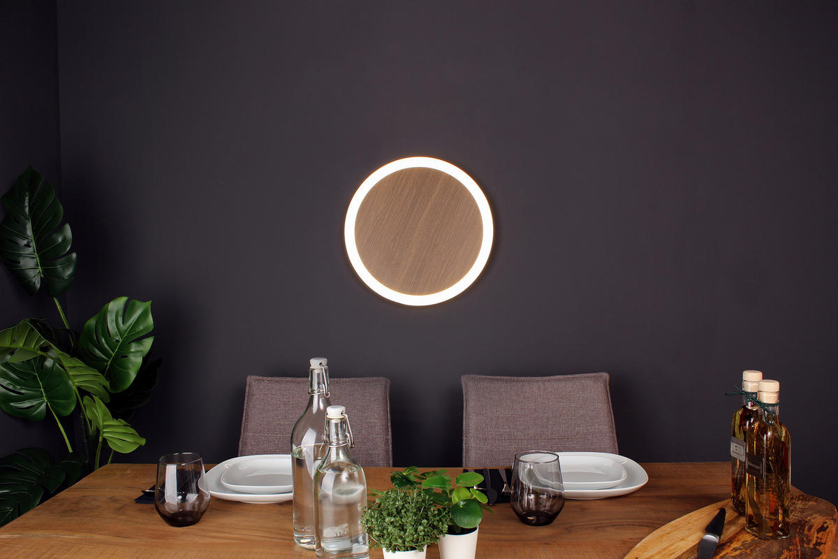 LED-DECKENLEUCHTE Moon 30/4,1 cm   - Eichefarben/Schwarz, Design, Metall (30/4,1cm)