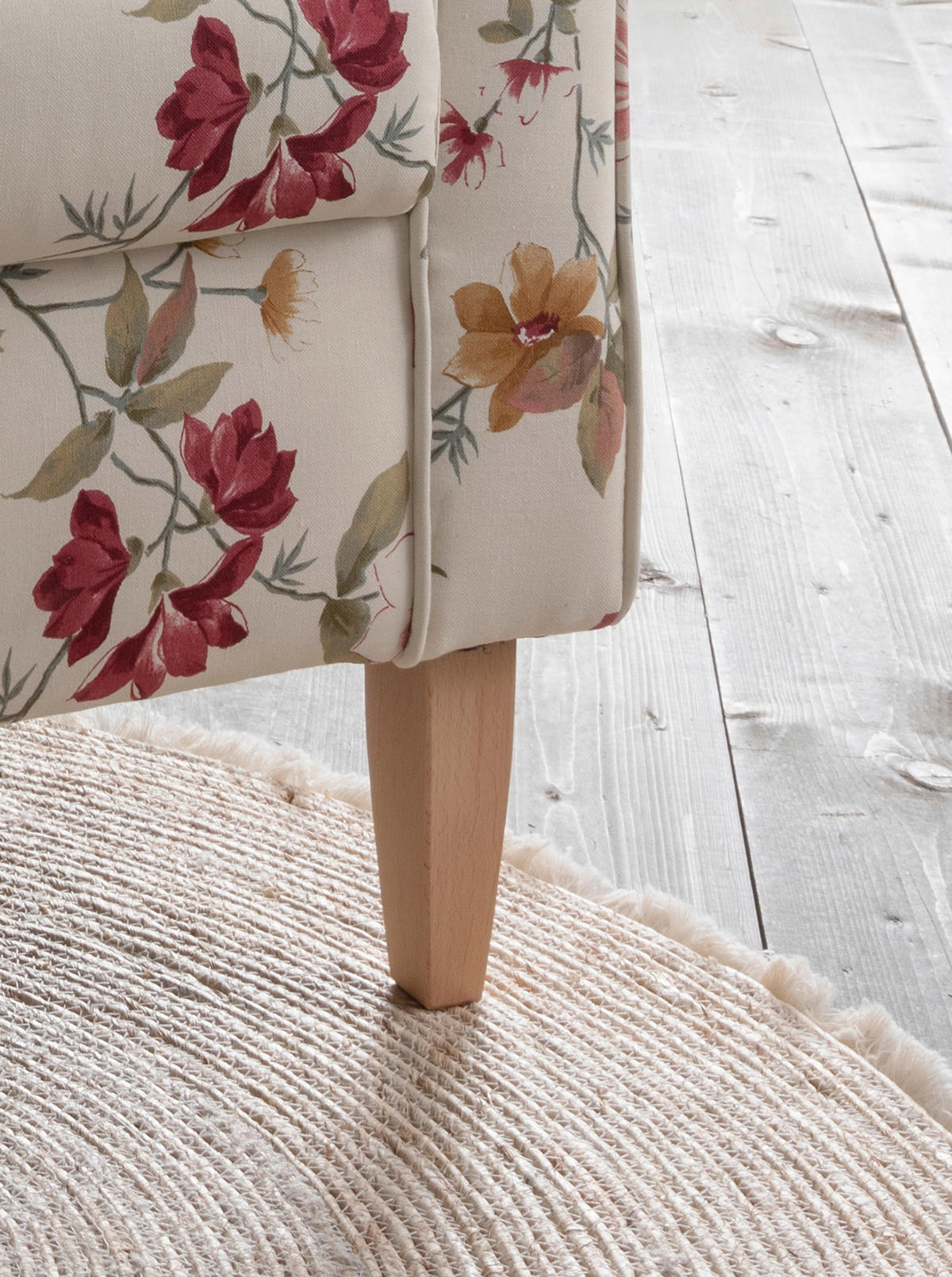 OHRENSESSEL Webstoff Rot, Buchefarben, Beige  - Beige/Rot, KONVENTIONELL, Holz/Textil (80/102/86cm) - Livetastic
