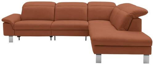 ECKSOFA in Echtleder Cognac  309/233 cm  - Edelstahlfarben/Cognac, Design, Leder/Metall (309/233cm) - Dieter Knoll
