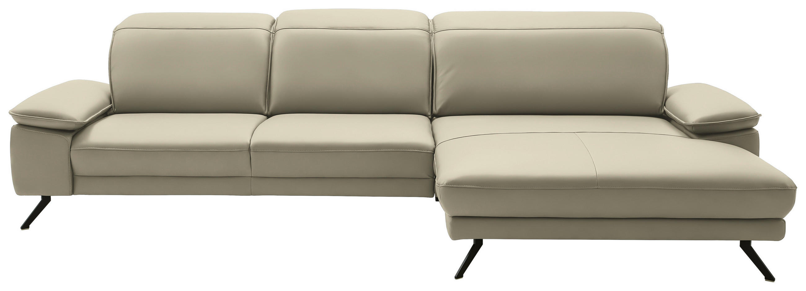 ECKSOFA in Echtleder Naturfarben  - Schwarz/Naturfarben, Design, Leder/Metall (332/193cm) - Dieter Knoll