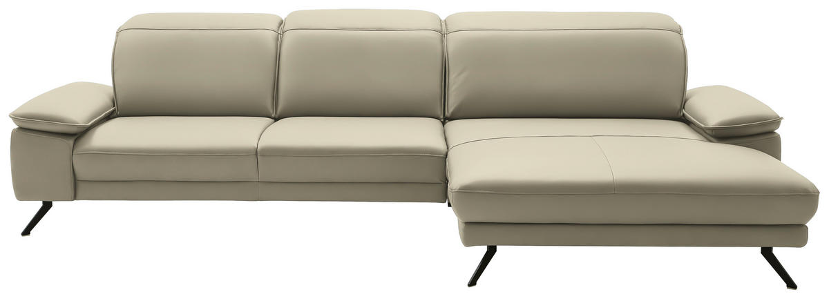 ECKSOFA in Echtleder Naturfarben  332/193 cm  - Schwarz/Naturfarben, Design, Leder/Metall (332/193cm) - Dieter Knoll