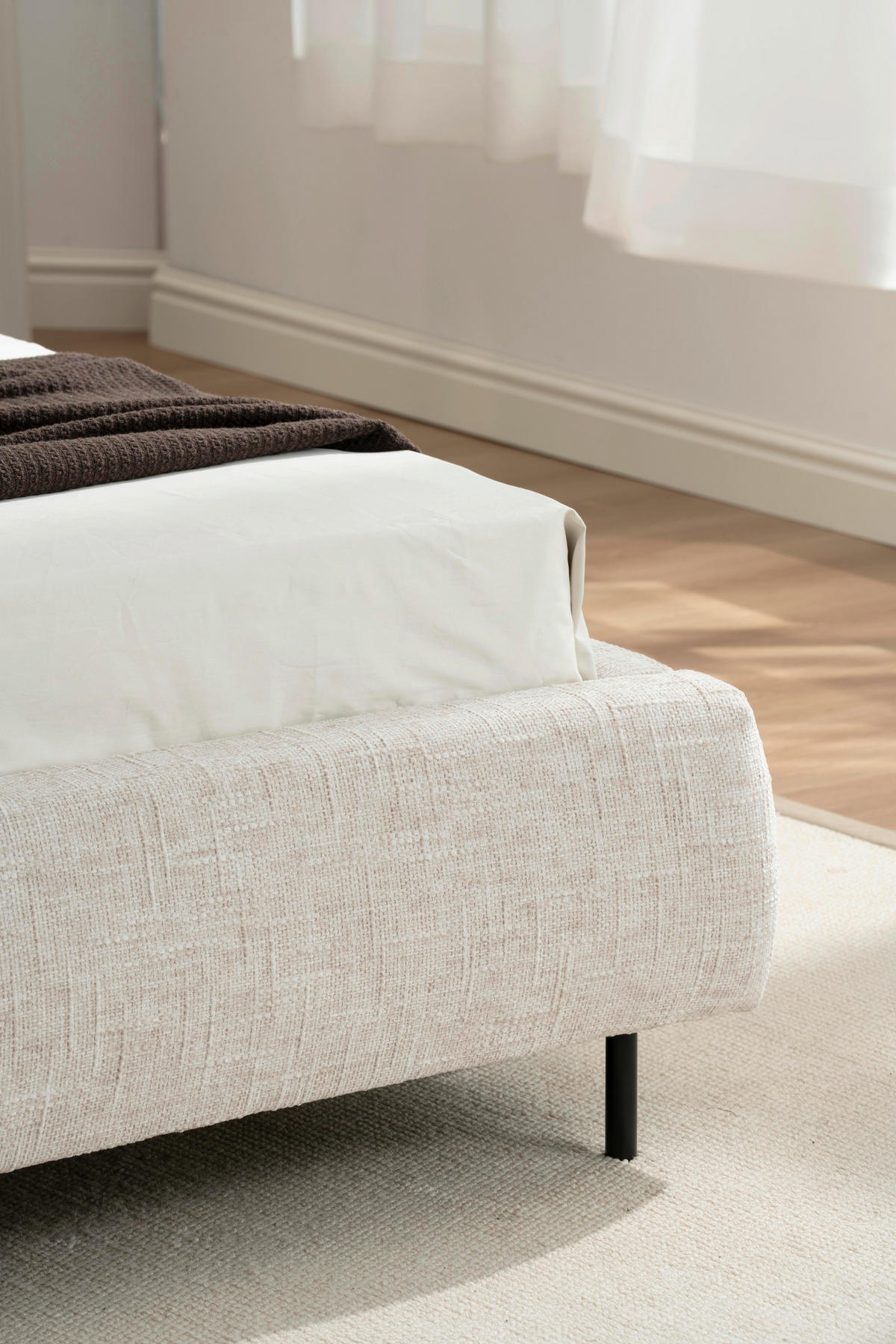 POLSTERBETT gepolstertes Kopfteil, Lattenrost 140/200 cm  in Beige  - Eichefarben/Beige, Design, Holz/Textil (140/200cm) - Boxxx