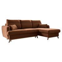 ECKSOFA in Chenille Terracotta  235/157 cm  - Terracotta/Naturfarben, Holz/Textil (235/157cm) - MID.YOU