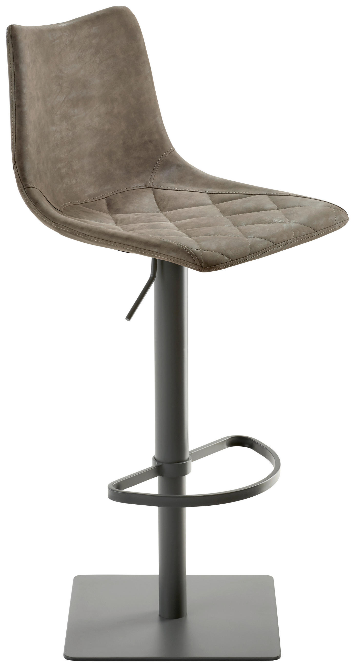 BARHOCKER Lederlook Grau, Schlammfarben Stahl Typenauswahl, Sitzfläche 360° drehbar  - Schlammfarben/Grau, Design, Textil/Metall (43/85-110/50cm) - Novel