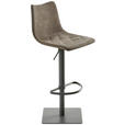 BARHOCKER Lederlook Grau, Schlammfarben Stahl Typenauswahl, Sitzfläche 360° drehbar  - Schlammfarben/Grau, Design, Textil/Metall (43/85-110/50cm) - Novel