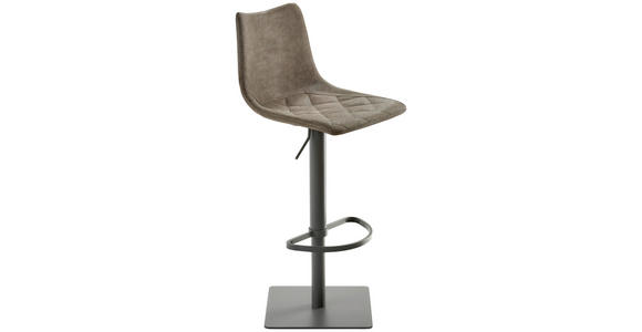 BARHOCKER Lederlook Grau, Schlammfarben Stahl Typenauswahl, Sitzfläche 360° drehbar  - Schlammfarben/Grau, Design, Textil/Metall (43/85-110/50cm) - Novel