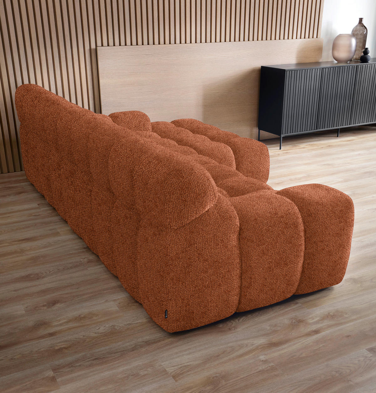 Ecksofa inkl. Funktion Rostfarben Webstoff  - Rostfarben/Schwarz, MODERN, Kunststoff/Textil (297/180cm) - Welnova