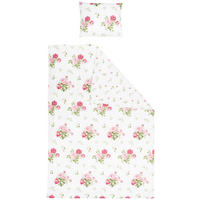 VÄNDBART PÅSLAKANSET flatväv 150/210 cm  - vit/grön, Basics, textil (150/210cm) - Novel