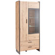 VITRINE  in Eiche Artisan - Eiche Artisan/Grau, Design, Glas/Holzwerkstoff (92/205/41cm) - Hom`in