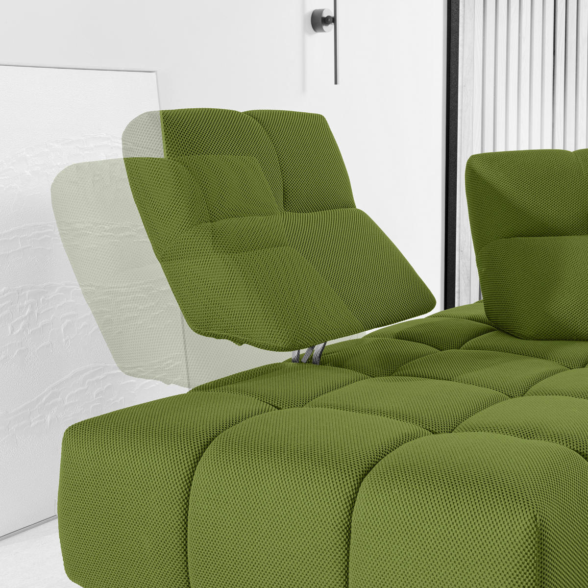 ECKSOFA  in Struktur Grün  233/313 cm  - Schwarz/Grün, Design, Kunststoff/Textil (233/313cm) - Belluti