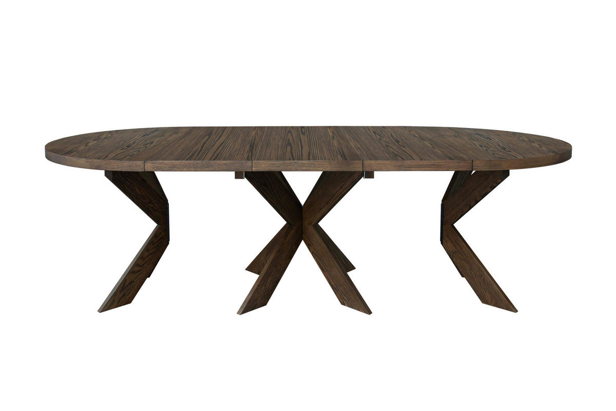 MATBORD 130-310/130/76 cm delar i massivt trä  trä finns i olika trädekorer, utdragbar rund mörkbrun  - mörkbrun, Modern, trä (130-310/130/76cm) - Niels Andersson